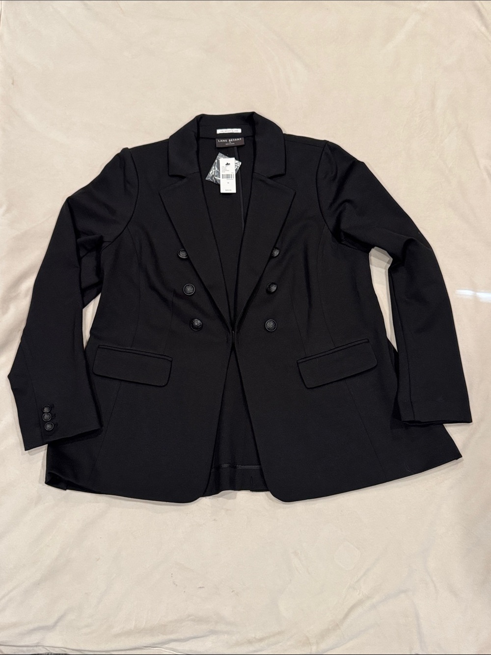 Lane Bryant Black Double-Breasted Notch Lapel Blazer